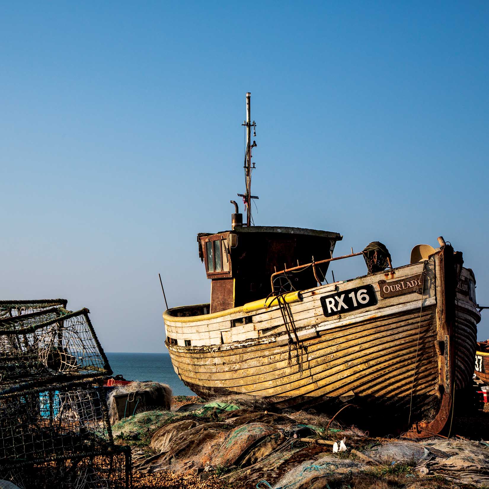 Fishing boat, Hastings, Photo, card