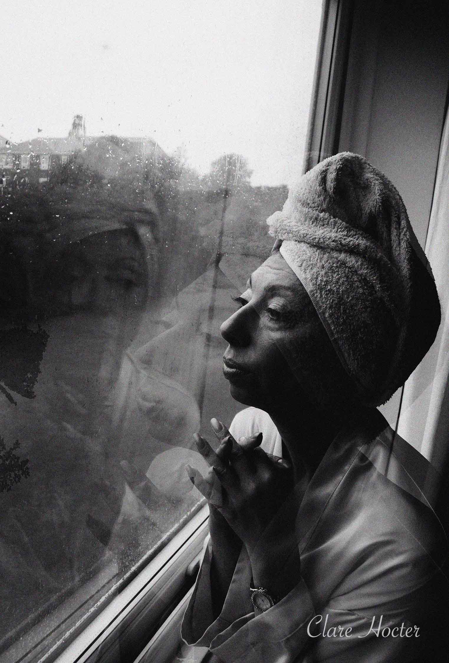 Black and White Art photo woman in window