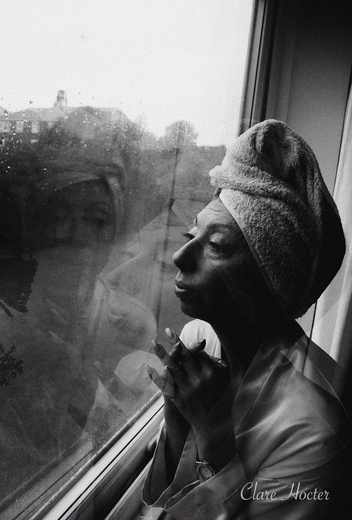 Black and White Art photo woman in window