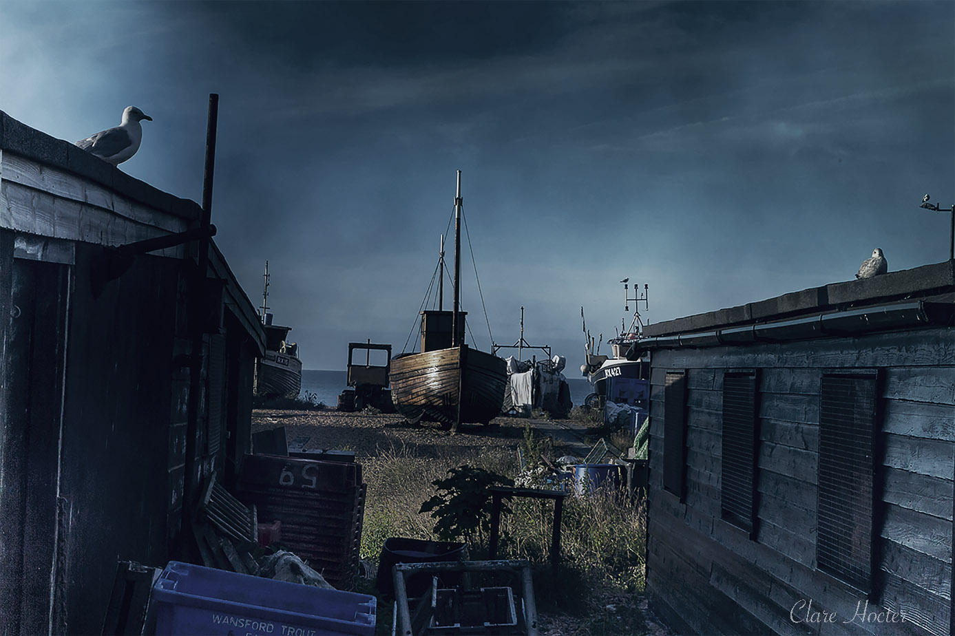 Fishing boats, Hastings, photo, card